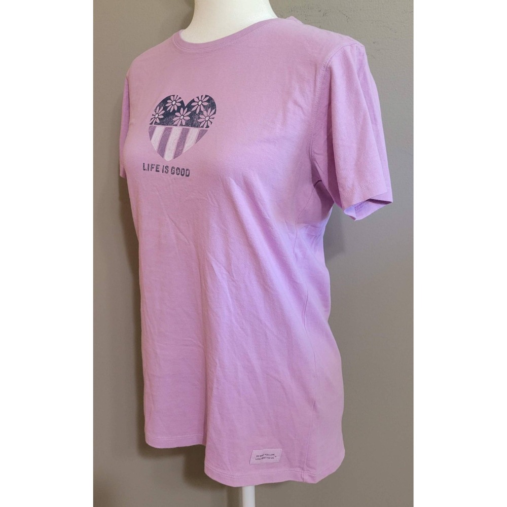 Life Is Good American Floral Heart Cotton Tee - Picture 5 of 7